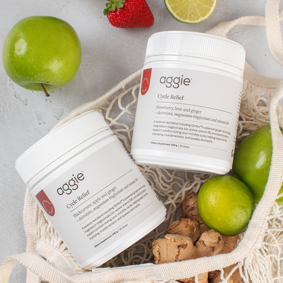 Cycle Relief is thoughtfully formulated with scientifically informed nutrients to help maintain comfort throughout your monthly cycle, supporting normal PMS-related cramping sensations, sensitivity and queasy stomachs. A science-led blend including Ginfort®’s patented ginger technology, magnesium bisglycinate, bio-active vitamin B6, and electrolytes ease normal cramping, muscle tension, and queasy stomachs. Proven support to stop period cramps.